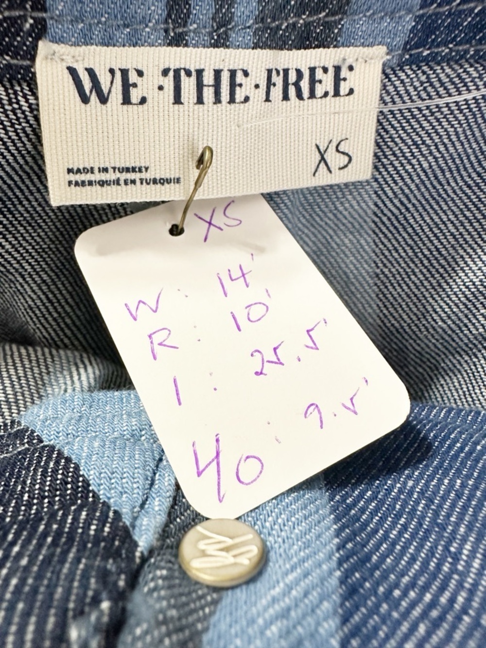 NEW Free People We The Free Cove Crop Pull On Stripe Floral Print Denim Jeans XS - Picture 12 of 14